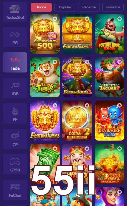 Imagem ilustrativa de jogos de slots disponíveis no 55ii, destacando a variedade de opções.